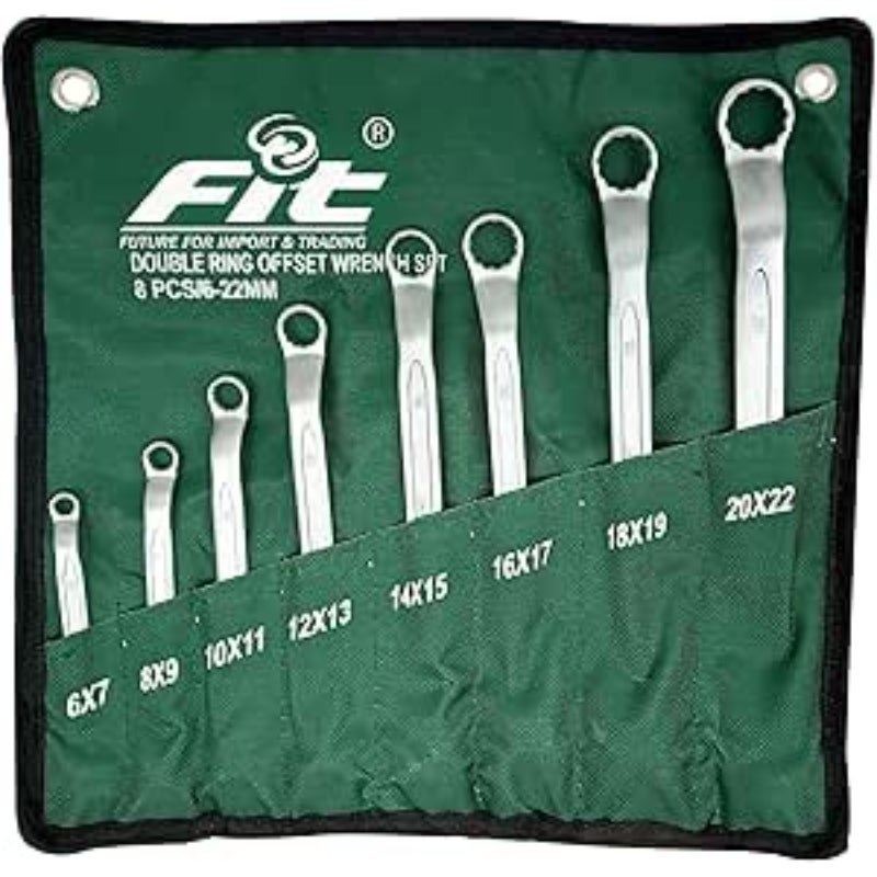FIT Serrated Wrench Set Chrome 8 Pieces 6–22mm